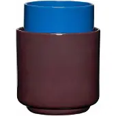 Hubsch Deux Pots 2 pcs. Red Brown/Blue - , Deux, Braun / Rost, für Wohnzimmer, Stein