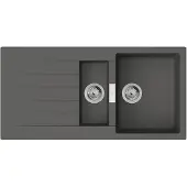 Hansgrohe S52 S520-F530 Einbauspüle 345/160 mit Abtropffläche, Steingrau