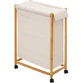 5 Five Wäschekorb aus Bambus mit Rollen 52 l