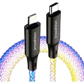 IMoshion Leughtendes Schnellladekabel RGB - USB-C zu Lightning Kabel - 1 Meter