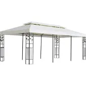 vidaXL Pavillon mit Doppeldach Weiß 6x3 m Stahl