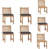 vidaXL Gartenstühle 4 Stk. mit Kissen Massivholz Teak - Gartenstühle