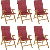 vidaXL Gartenstühle mit Kissen 6 Stk. Massivholz Teak
