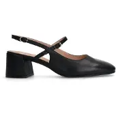 Manfield Schwarze Slingbackpumps aus Leder | Größe 41