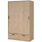 Ebuy24 Line Kleiderschrank 2 Türen 2 Schubladen Nussbaum Nachbildung.