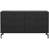 CALICOSY - Doppelte Kommode mit 6 Schubladen matt schwarz mit Metallgestell B138,7 cm – BORA