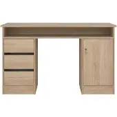 Ebuy24 FunctionPlus Schreibtisch mit Schloss 1 Tür 3 Schubladen Nussbaum Nachbildung.