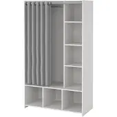Ebuy24 Kit Kleiderschrank mit Vorhang hellgrau.