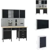 The Living Store Werkbank mit 4 Werkzeugwänden und 2 Wandschränken