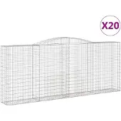vidaXL Gabionen mit Hochbogen 20 Stk 400x50x160/180cm Verzinktes Eisen