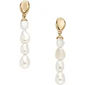 Skagen Paar Ohrstecker "Schmuck Geschenk Edelstahl Ohrringe AGNETHE PEARL", gold (gelbgoldfarben, weiß), Ohrringe, Damen, Edelstahl Perlen, Edelstahl, Perlen, Paar Ohrstecker, mit Süßwasserzuchtperle