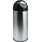 V-Part - Abfallbehälter mit Druckdeckel 55 Liter - Stainless steel Plastic - Edelstahl, Schwarz