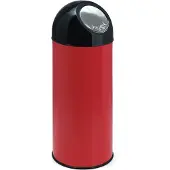 Huismerk - Abfallbehälter mit Druckdeckel 55 Liter - Steel Stainless steel - Rot, Schwarz