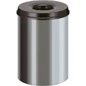 V-Part Schwer Entflammbarer Papierkorb Silber Edelstahl-Schwarz 30L