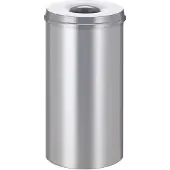 Probbax Abfallsammler, für den Innenbereich, Volumen 50 l, selbstlöschender Deckel, Ø 335 x H 625 mm, Stahl pulverbeschichtet, silber/silber