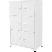 ML-Design Aktenschrank 75x40x120 cm Weiß | Stahl, 6 Türen, 3 Innenfächer, Industrial Büroschrank Stahlschrank