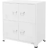 ML-Design Aktenschrank 75x40x80,5 cm Weiß | Stahlschrank 4 Türen, Industrial Büroschrank mit Innenfächern