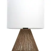 Beliani Tischlampe Natürlich und Weiß Metall Vasenform 52 cm Stoffschirm Trommelform Kabel mit Schalter handgefertigt Boho Schlaf- u. Wohnzimmer