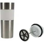 Bergner - Reisebecher 460 ml Lovers Edelstahl und Silikon weiß