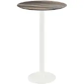 Essentials Urban Stehtisch Weiß gestell + Tropical Wood HPL Ø70 cm