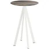 Essentials Infinity Stehtisch Weiß gestell + Tropical Wood HPL Ø70 cm