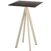 Essentials Infinity Stehtisch Sand gestell + Riverwashed Wood HPL 70x70 cm