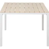Beliani Gartentisch Beige und Weiß Aluminium Kunstholz Quadratisch 95 x 95 cm für 4 Personen Modern Balkon Terrasse Outdoor Garten Ausstattung