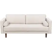 Beliani Sofa Set 2-Teilig Hellbeige Stoffbezug 3-Sitzer & Sessel mit Holzbeinen Dekokissen Dicke Lose Sitz- & Rückenkissen Schmale Armlehnen Retro
