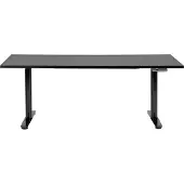 Beliani Schreibtisch Schwarz Melamin 180x80cm Elektrisch Höhenverstellbar Rechteckig mit USB Rundes Metallgestell Modern Büro Steh-Sitz-Tisch Stehtisch