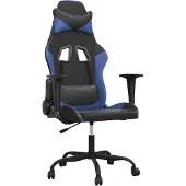 vidaXL Gaming-Stuhl mit Massagefunktion Schwarz und Blau Kunstleder