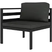 The Living Store 2-tlg. Garten-Sofagarnitur mit Auflagen Aluminium Anthrazit