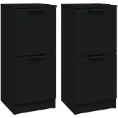 vidaXL Sideboards 2 Stk. Schwarz 30x30x70 cm Holzwerkstoff
