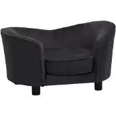The Living Store Hundesofa Schwarz 69x49x40 cm Plüsch und Kunstleder
