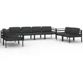 The Living Store 8-tlg. Garten-Lounge-Set mit Kissen Aluminium Anthrazit