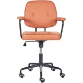 Beliani Bürostuhl Orange Stoff mit Gebremsten Rollen Armlehnen Höhenverstellbar Klassisch Retro Arbeitsstuhl Home-Office Wohnzimmer