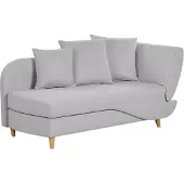 Beliani Chaiselongue Rechtsseitig Hellgrau Leinenoptik mit Bettkasten Dekokissen Modern Récamiere Liegesofa Sitzmöbel Wohnzimmer Jugendzimmer