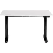 Beliani Schreibtisch Weiß/Schwarz Melamin 120x72cm Elektrisch Höhenverstellbar Rechteckig mit USB Rundes Metallgestell Modern Büro Steh-Sitz-Tisch