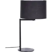 Beliani Tischlampe Schwarz Stoffschirm Trommelform Eisen Lampenfuß Nachttischlampe mit Schalter Modern Design Minimalistisch