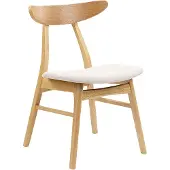 Beliani Esszimmerstuhl 2er Set Hellbraun Holz mit Polsterung Hellbeige Stoff Retro Skandinavisch Möbel Küche Wohnküche Wohnzimmer Ausstattung Sitzmöbel