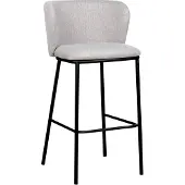 Beliani Barstuhl 2er Set Grau Stoffbezug und Metall mit Niedriger Lehne Fußstützen Retro Design Sitzmöbel Wohnzimmer Küche Bar Wohnküche Ausstattung
