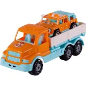 Cavallino Toys Cavallino XL Torpedo Truck mit Survival Jeep Orange, 44,5cm