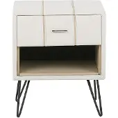 Beliani Nachttisch Hellbeige Kunstleder mit Schublade und Fach Modern Minimalistisch Glamour Look Schlafzimmer
