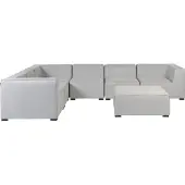 Beliani Lounge Set Hellgrau Stoffbezug Modular 7-teilig Linksseitig Ecksofa mit Ottomane Outdoor u. Indoor für 7 Personen Garten Terrasse Wintergarten