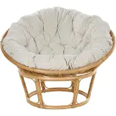 Beliani Gartensessel 2er Set Natürlich Rattan Rund 110 cm Groß Drehbar mit Auflage Beige Boho Korbsessel Rattansessel Outdoor Indoor Terrasse Balkon
