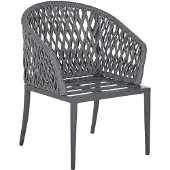 Beliani Gartenstuhl 2er Set Grau Aluminium mit Armlehnen Auflagen Flechtseil Terrasse Balkon Outdoor Möbel