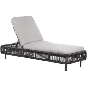 Beliani Garten Outdoor Liege Natur und Grau PE Rattan Aluminium Polyester Stoff Kissen Verstellbare Rückenlehne