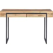 Beliani Schreibtisch heller Holzfarbton / schwarz 120 x 55 cm mit 2 Schubladen Spanplatte mit Stahl Industrieller Stil