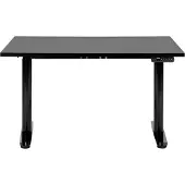 Beliani Schreibtisch Schwarz Melamin 120x72cm Elektrisch Höhenverstellbar Rechteckig mit USB Rundes Metallgestell Modern Büro Steh-Sitz-Tisch Stehtisch