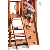 Fungoo , Modul "Step On", teak, Kletterwand mit Klettersteinen