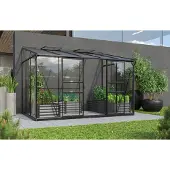 Pergart Vitavia Anlehn-Gewächshaus "Osiris 6500" schwarz 6,5 m² 3 mm ESG, 6 mm HKP